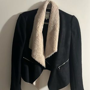 Black jacket with fur collar